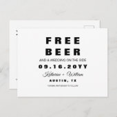 Free beer Funny Simple Wedding Save the Date Aankondigingskaart (Voorkant / Achterkant)
