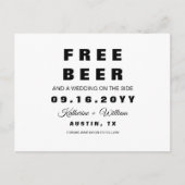 Free beer Funny Simple Wedding Save the Date Aankondigingskaart (Voorkant)