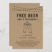 Free Beer Funny Wedding Rehearsal Dinner Kaart (Voorkant / Achterkant)