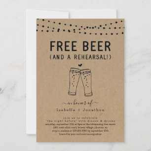 Free Beer Funny Wedding Rehearsal Dinner Kaart