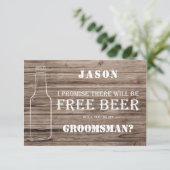 Free Beer Groomsman-voorstel Kaart (Staand voorkant)