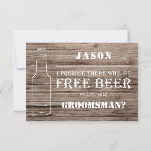 Free Beer Groomsman-voorstel Kaart Notitiekaartje (Voorkant)