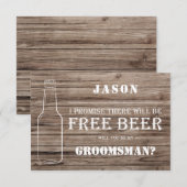 Free Beer Groomsman-voorstel Kaart Notitiekaartje (Voorkant / Achterkant)