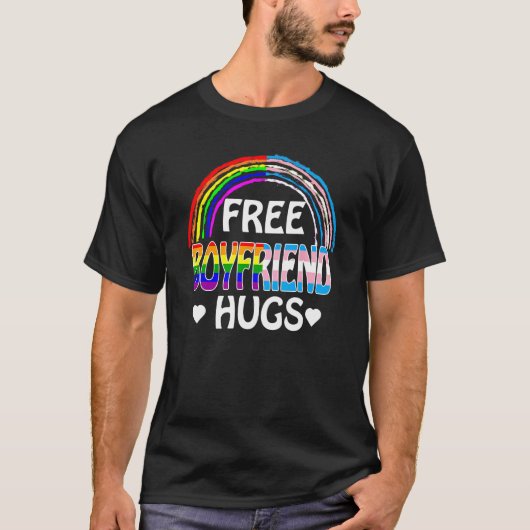 Free Boyfriend Hugs With Rainbow and Transgender F T-shirt (Voorkant)
