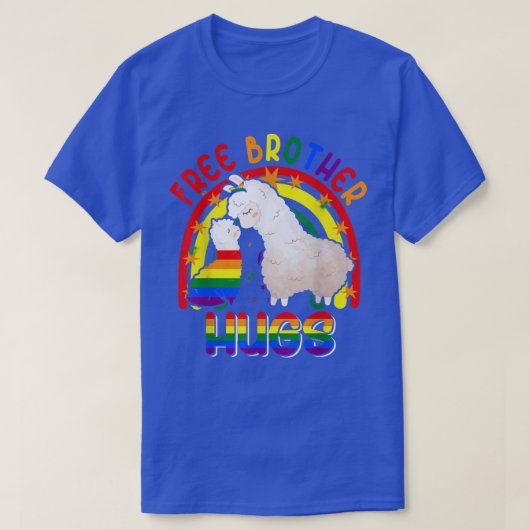 Free Brother Hugs Two Llamas Proud LGBT Rainbow Fa T-shirt (Design voorkant)