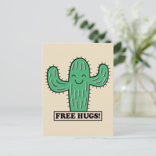 Free Cactus Hugs postcard Briefkaart (Staand voorkant)