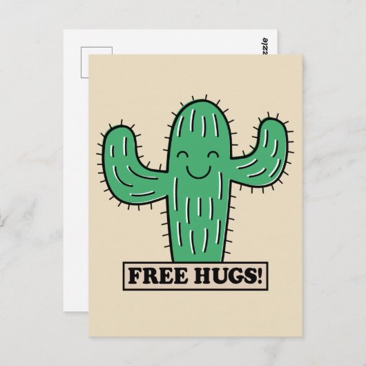 Free Cactus Hugs postcard Briefkaart (Voorkant / Achterkant)
