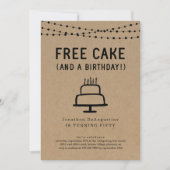 Free Cake Funny Birthday Party Invitation Kaart (Voorkant)