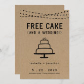 Free Cake Funny Save the Date Card Kaart (Voorkant / Achterkant)