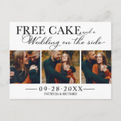 Free Cake Funny Wedding Save the Date 3 Photo Briefkaart (Voorkant)