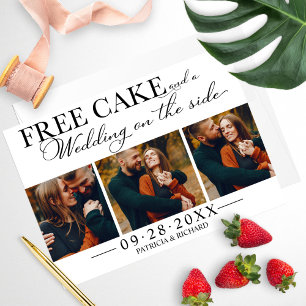 Free Cake Funny Wedding Save the Date 3 Photo Kaart