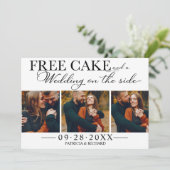 Free Cake Funny Wedding Save the Date 3 Photo Kaart (Staand voorkant)