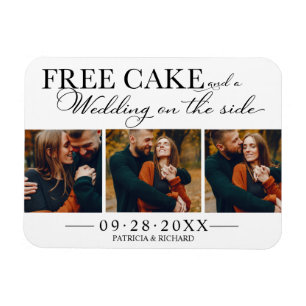 Free Cake Funny Wedding Save the Date 3 Photo Magneet