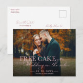 Free Cake Funny Wedding Save the Date Full Photo Briefkaart (Voorkant / Achterkant)