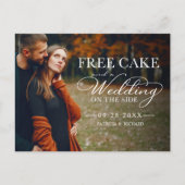 Free Cake Funny Wedding Save the Date Full Photo Briefkaart (Voorkant)