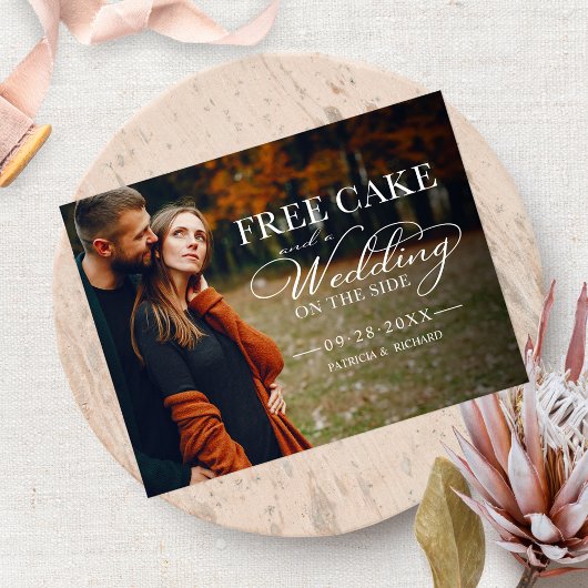 Free Cake Funny Wedding Save the Date Full Photo Briefkaart