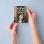 Free Cake Open Bar Retro Photo Save The Date Flyer (Hand)