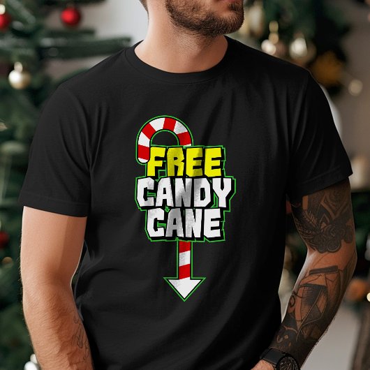 Free Candy Cane Funny Kerstmis T-shirt