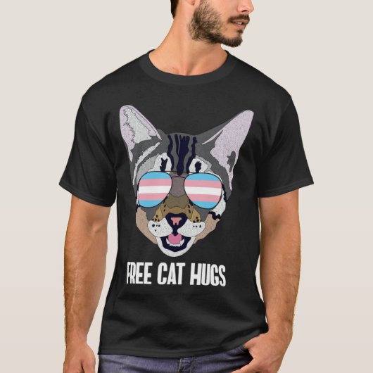 Free Cat Hugs  Cat Trans Pride T-shirt (Voorkant)
