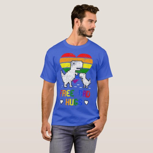 Free Dad Hugs Dinosaur Tre Dino LGBTQ Pride Re T-shirt (Voorkant volledig)