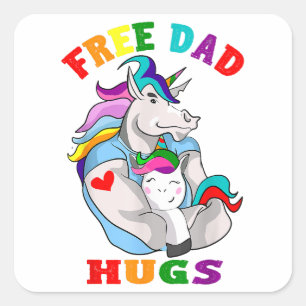 Free Dad Hugs LGBT Gay Pride Vierkante Sticker