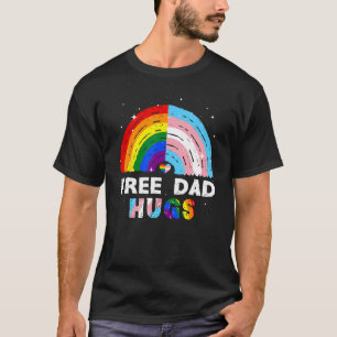 Free Dad Hugs LGBT Regenboog En Transgender Vlag H T-shirt