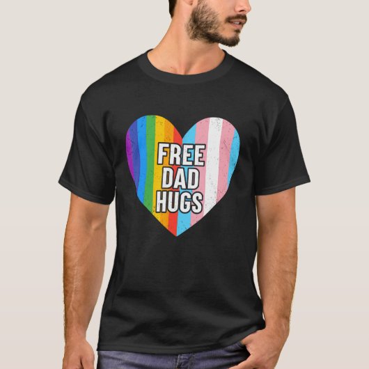 Free Dad Hugs Rainbow Heart Lgbt Pride Month T-shirt (Voorkant)