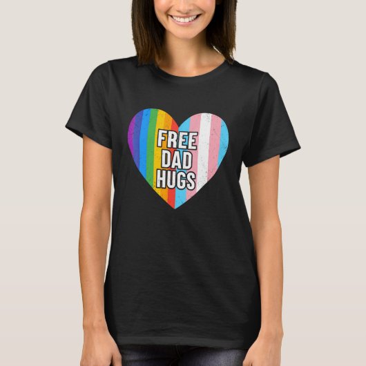 Free Dad Hugs Rainbow Heart Lgbt Pride Month T-shirt (Voorkant)