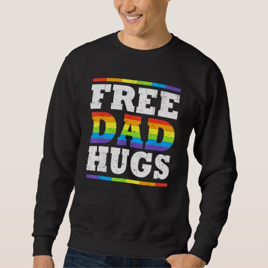 Free Dad Hugs Rainbow LGBT Pride Fathers Day  Ally Trui (Voorkant)