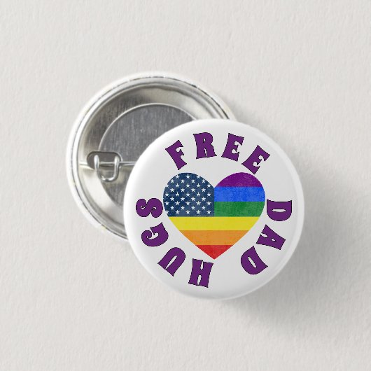 Free Dad Hugs Ronde Button 3,2 Cm (Voorkant /achterkant)