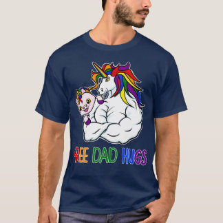 Free Dad Hugs Unicorn LGB Gay Pride Father Family T-shirt