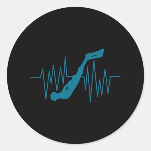 Free Dive Heartbeat Freediver Free Diving Apnea Ronde Sticker (Voorkant)