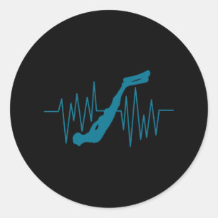 Free Dive Heartbeat Freediver Free Diving Apnea Ronde Sticker