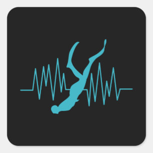 Free Dive Heartbeat Freediver Free Diving Apnea Vierkante Sticker