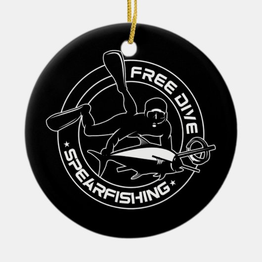 Free Dive Spearfish Vist jagen Keramisch Ornament (Voorkant)