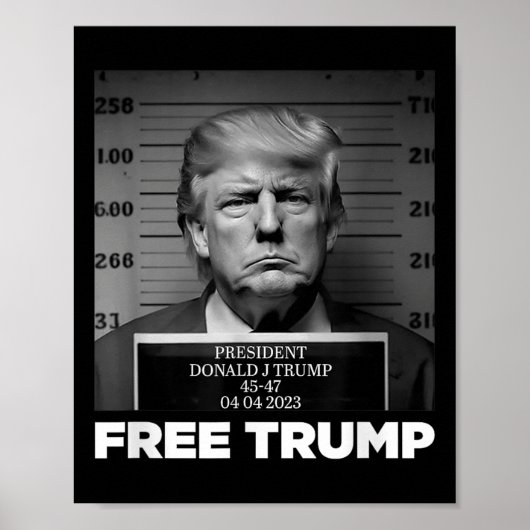 Free Donald Trump Mugshot Poster (Voorkant)