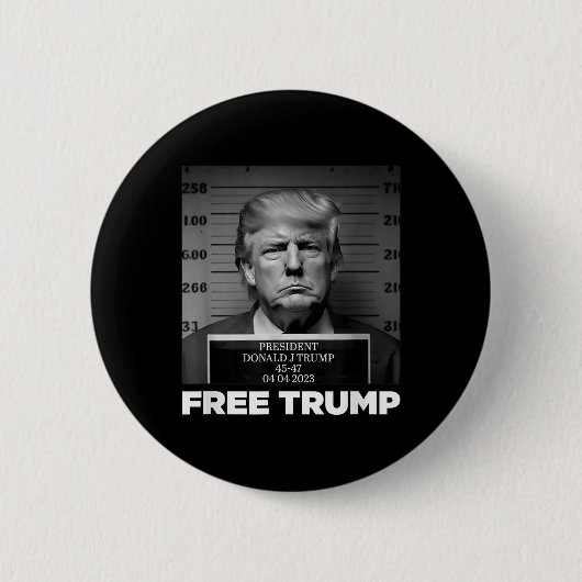 Free Donald Trump Mugshot Ronde Button 5,7 Cm (Voorkant)
