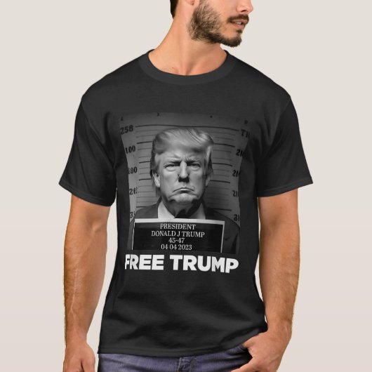 Free Donald Trump Mugshot T-shirt (Voorkant)