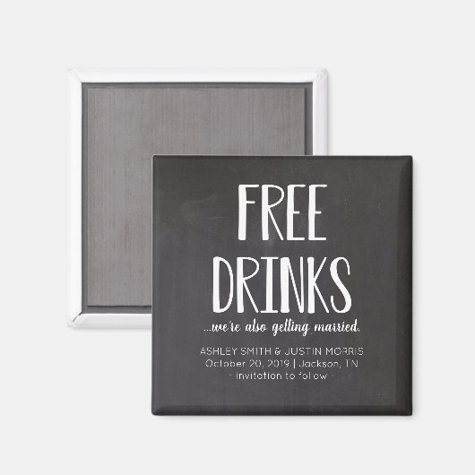 Free Drinks Funny Save the Date Magnets Magneet (Voorkant / Achterkant)