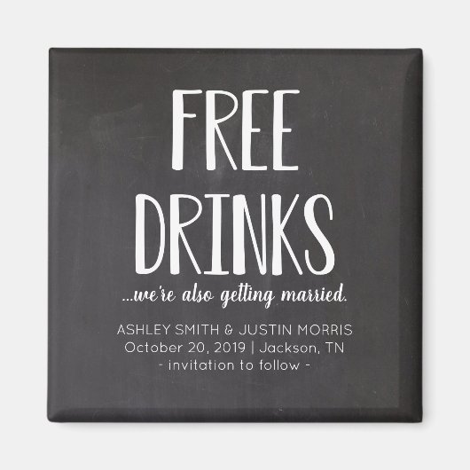 Free Drinks Funny Save the Date Magnets Magneet (Voorkant)