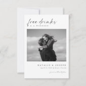 Free Drinks | Minimalist Romantic Photo Wedding Save The Date (Voorkant)