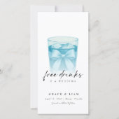 Free Drinks Modern Bow Glass Trendy Bookmark Save The Date (Voorkant)