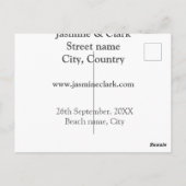 Free drinks save the date beach wedding add name briefkaart (Achterkant)