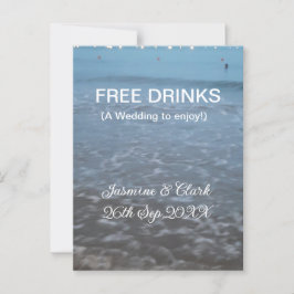 Free drinks save the date beach wedding add name  briefkaart