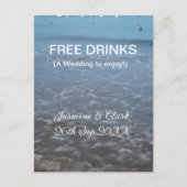 Free drinks save the date beach wedding add name briefkaart (Voorkant)