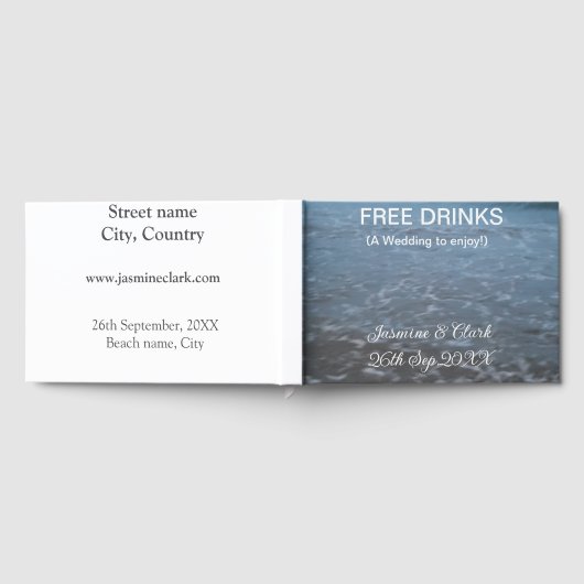 Free drinks save the date beach wedding add name  gastenboek (Volledig)