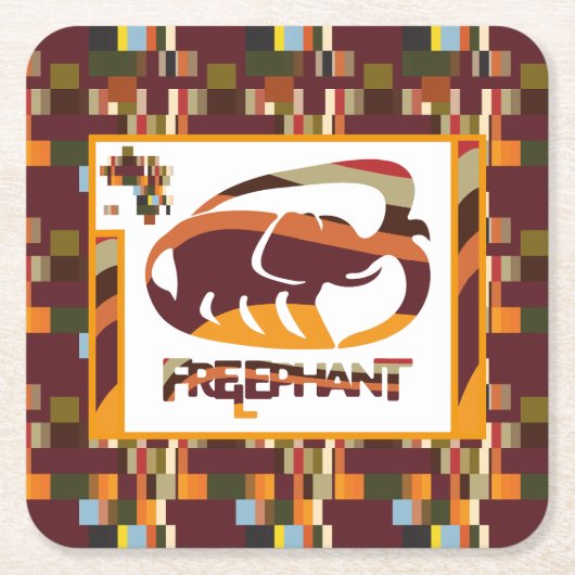 FREE ELEPHANT BY MASANSER PIXELAT KARTONNEN ONDERZETTERS (Voorkant)