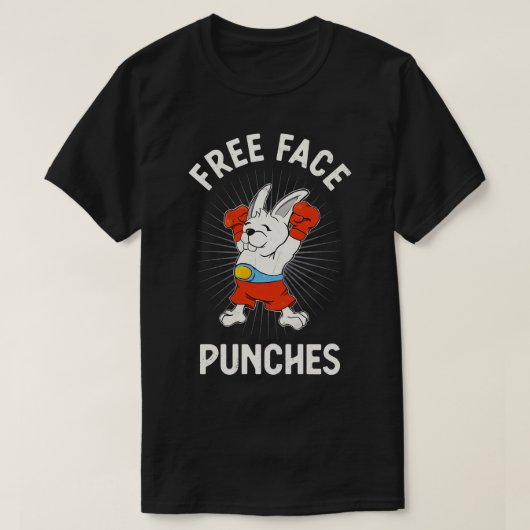 Free Face Punches Fun Boxing Rabbit T-shirt (Design voorkant)