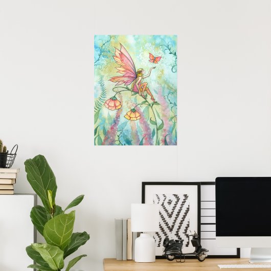 Free Fairy and Butterfly Artwork van Molly Harriso Poster (Thuiskantoor)
