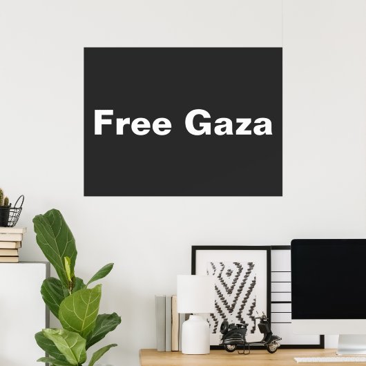 Free Gaza Eenvoudige tekst die Gaza Palestina steu Poster (Thuiskantoor)